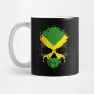 Chaotic Jamaican Flag Splatter Skull Mug